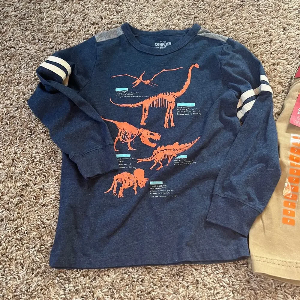 Boys Size 7 Lot of 4 Osh Kosh Levi's T Shirt Casual Short‎ Graphic Dinosaur